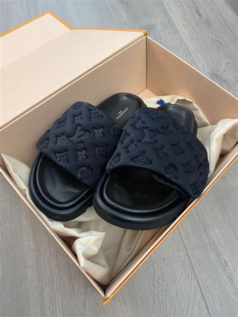 louis vuitton slides black|Louis Vuitton slides pillow.